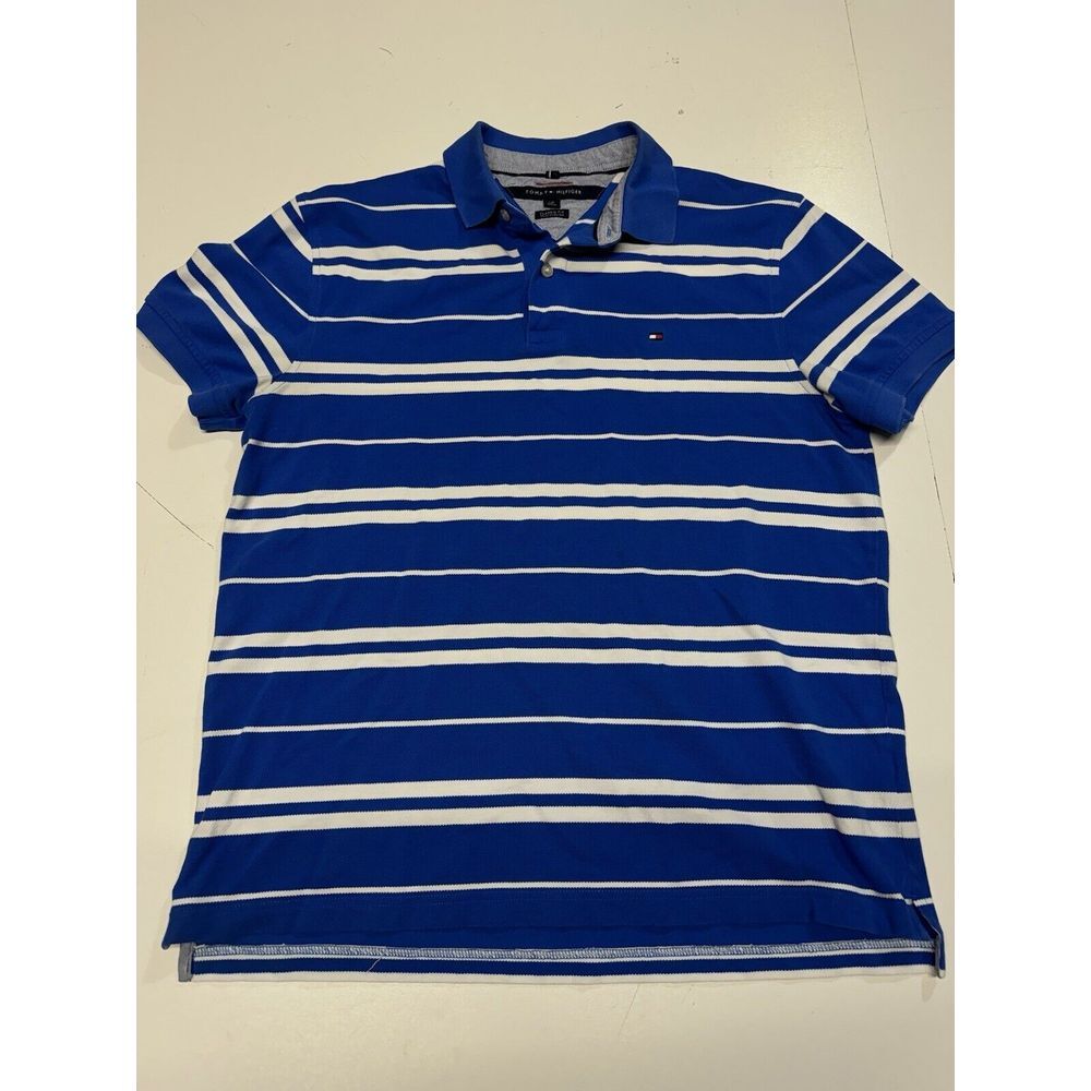 Tommy Hilfiger Royal Blue and White Striped Polo